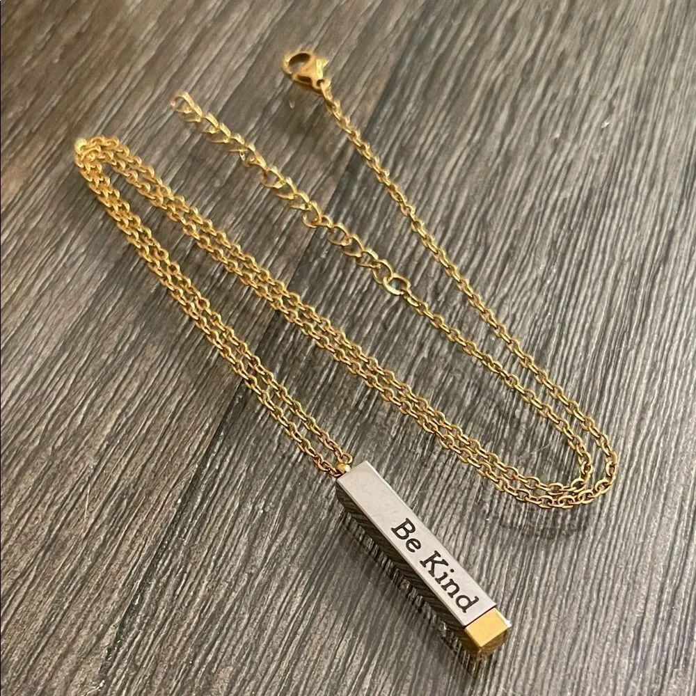 Be Kind…Of A Bi*ch - Hidden Message Necklace 3D Engraving Vertical Bar Necklace
